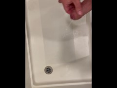 Cumming hard in hotel shower, pissing