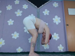Yoga Workout Newbie Big Fake Boobs Latina Bimbo Sheer leggings