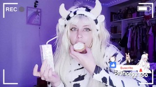 🐄🥛🍪 my own cow suit, it gives me pleasure to drink milk and eat cookies + ahegao 🍪🥛🐄