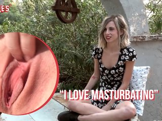 small tits, outdoor masturbation, natural tits, shaved pussy