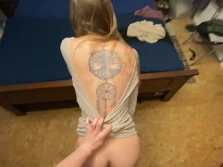 tattooed women, amateur couple, amateur anal orgasm, creampie