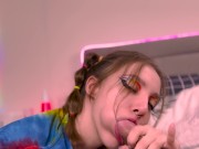 Preview 3 of Rainbow beauty smoked some weed and decided to smoke my dick after 4K