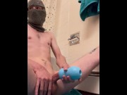 Preview 2 of Masked man enjoying a good wanking with new toy