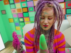 Unboxing- Tattoo girl Anuskatzz unbox XXL john thomas toys and will use them on Onlyfans and Z-filmz