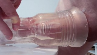 Vocal guy fucks a tight clear fleshlight (Synced Lovense and Satisfyer Patterns)