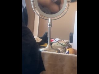 vertical video, old young, solo female, mirror