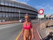 Preview 1 of Morning Run Of Monika Fox Without Panties Through The Streets Of The City