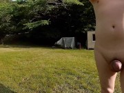 Preview 3 of Walking naked in the blue sky while playing with my erect cock in a ground _ 230518