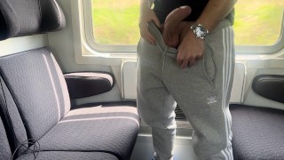 Jerking My Thick Cock And Cumming On The Train In Public