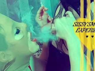 SMOKING DEEPTHROAT Lesson for SISSY Latex Slave