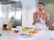 Preview 1 of ManRoyale Big Dick Trent Marx Seduces Huge BBC In The Kitchen