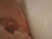 Preview 4 of trans peeing in tan nylons dirty bathtub