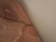 Preview 6 of trans peeing in tan nylons dirty bathtub