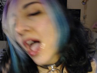 GOTH GIRL IN LATEX TAKES ITDEEP IN HER THROAT [SLOPPY BLOWJOB]