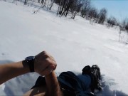 Preview 2 of Stroking my big cock in the snow ❄️⛄