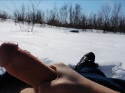 Preview 6 of Stroking my big cock in the snow ❄️⛄