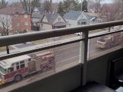 Preview 3 of Naked on balcony with fire trucks in background