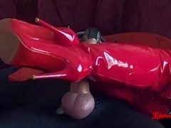 RED LATEX HIGH BOOTS FUCK MAKES HIM CUM 2 TIMES (CUSTOM VID ORDER)