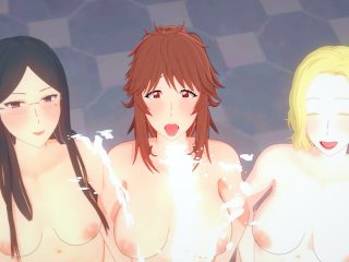 anime hentai, blowjob, big tits, koikatsu party