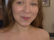 Preview 1 of Gym with shy redhead teen ! Cum on little hairy pussy