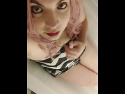 Preview 1 of Crossdresser Juvia Jolie jerks her big cock while she Looks at you with her pretty face
