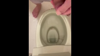 Dirty man cums in dirty toilet