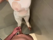 Preview 5 of The big tits of the MILF appears when he piss on her