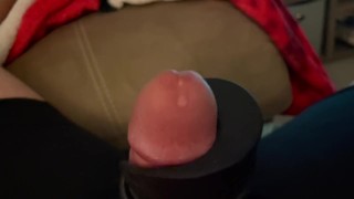 Hands-Free Vibrator Causes COCK To Jump And Leak Until A Massive CUM Explosion Occurs