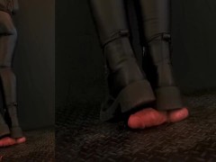 Aggressive CBT Stomping in Black Leather Combat Boots with TamyStarly - Bootjob Showjob Ballbusting