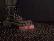 Preview 2 of Aggressive CBT Stomping in Black Leather Combat Boots with TamyStarly - Bootjob Showjob Ballbusting