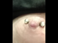 Painful nipple torture needle pricking pinwheel on pierced tits