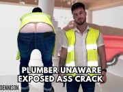 Preview 1 of Plumber unaware exposed ass crack