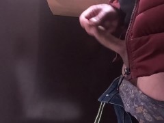 Jerking in a shoping center public toilet