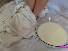 How Goddess gets her feet ready for a foot bukkake cumshots