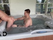 Preview 4 of Cumslut gets bred bareback, outdoors in hot tub