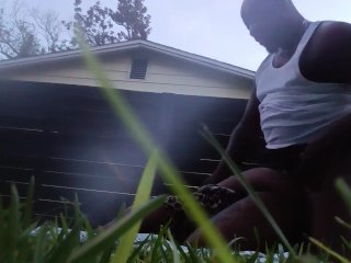 fucking outside, ebony milf, public sex, real couple homemade