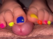 Preview 1 of Tickling Toejob footjob with Neon toe nails tease