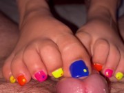 Preview 2 of Tickling Toejob footjob with Neon toe nails tease