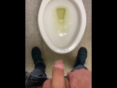 Working desperate to piss running to public restroom huge dick moaning relief almost wet myself