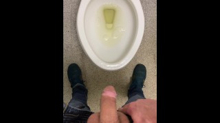 Working desperate to piss running to public restroom huge dick moaning relief almost wet myself