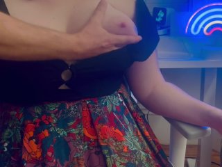 big tits, amateur, breast fondling, chair