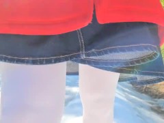 Little Panty Pee with a Pad on a Forest Road