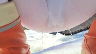 Using A Pad To Urinate On A Forest Road