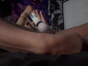 Preview 4 of Hot pregnant mom cums hard playing with vibrating toy after long day