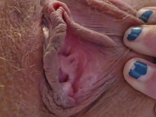 Extreme Close-Up of my Hairy Blonde Pussy and Clit