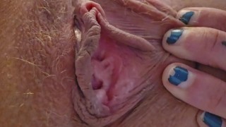 Close-Up Of My Hairy Blonde Pussy And Clit