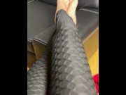 Preview 4 of Tgirl Dirty talking in black leggings showing sexy toes and surprise