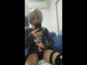 Preview 4 of A femboy masturbating in front of the mirror