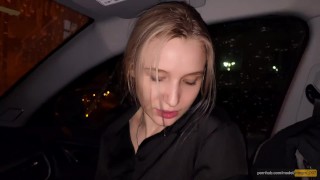 Stepsister again offered to suck me off in car, I couldn't do anything and I had to film it.