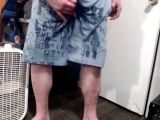 Standing Pissing in under Armour Shorts